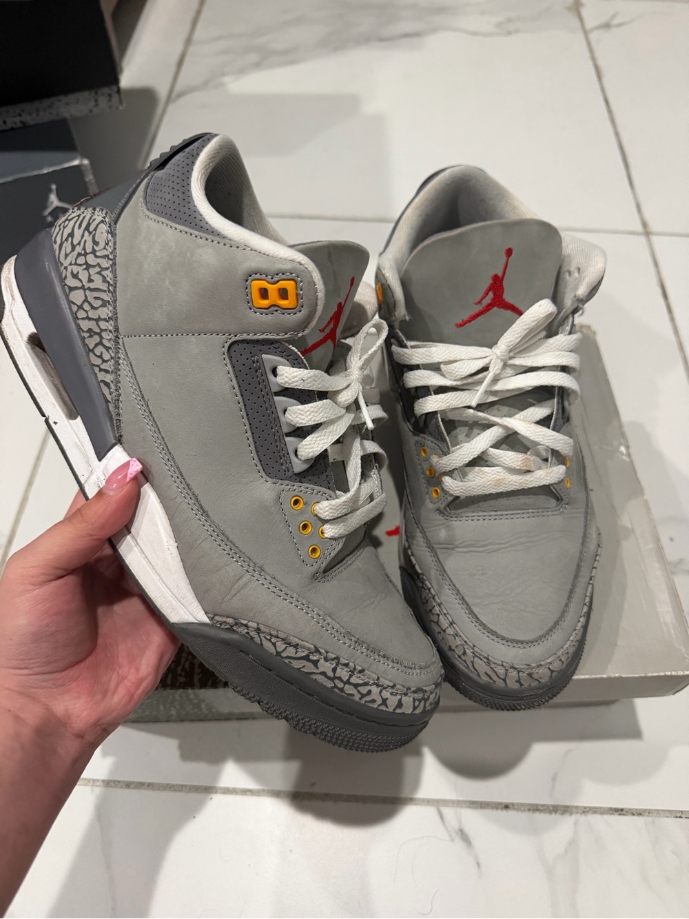 Jordan Kids Grey Elephant Print Sneakers with Red Jumpman